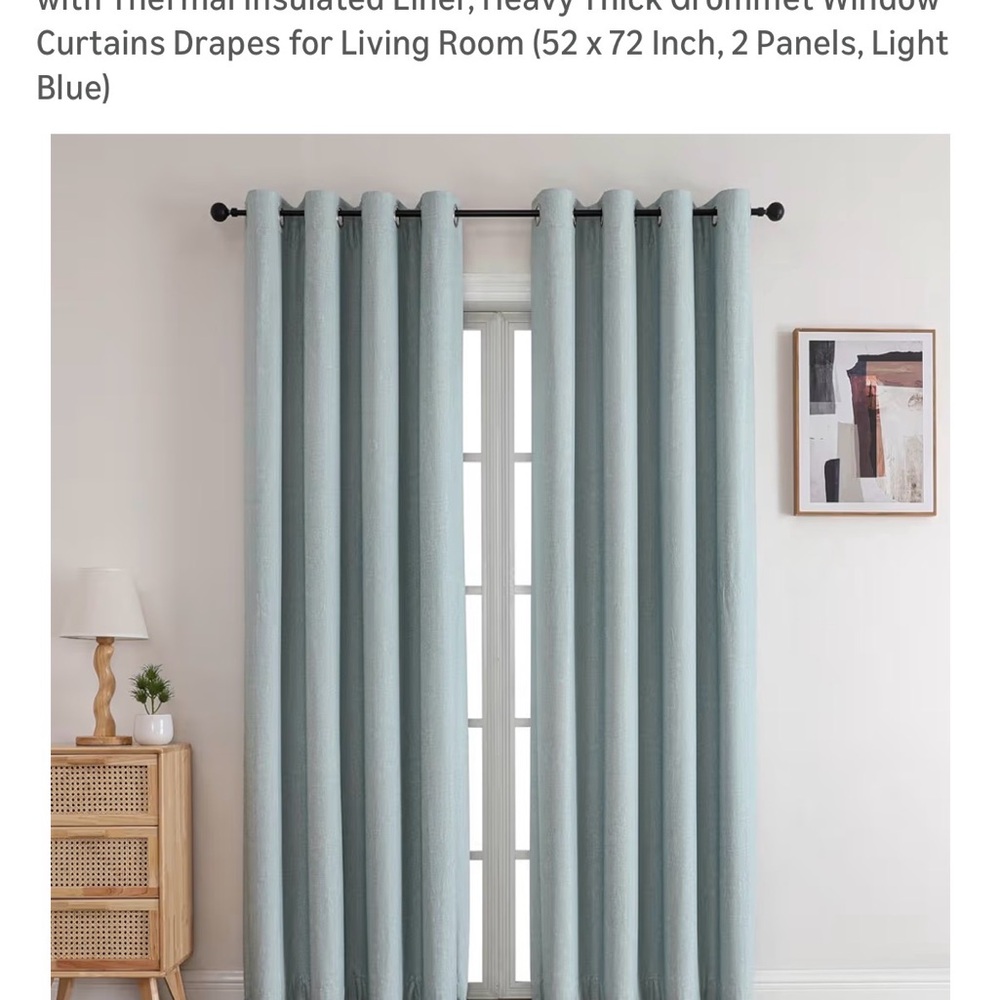 Light Blue Thermal Insulated Blackout Curtains - 2 panels